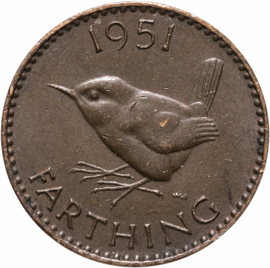 купить Великобритания 1 фартинг (farthing) 1949-1952 Георг VI без надписи IND IMP, случайная дата