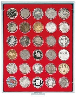 купить Бокс на 30 монет диаметром 33 мм в капсулах (Lindner, Германия)