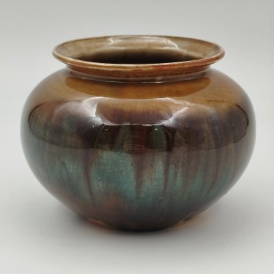 купить Вазочка в коричнево-синей гамме, керамика, поливы, Васильковский майоликовый завод, СССР, 1950-1960 гг.