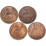 Купить Великобритания набор 4 монет 1 пенни (penny) 1908, 1929, 1938, 1963