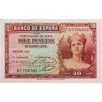 купить Испания 10 песет 1935 (Pick 86a)