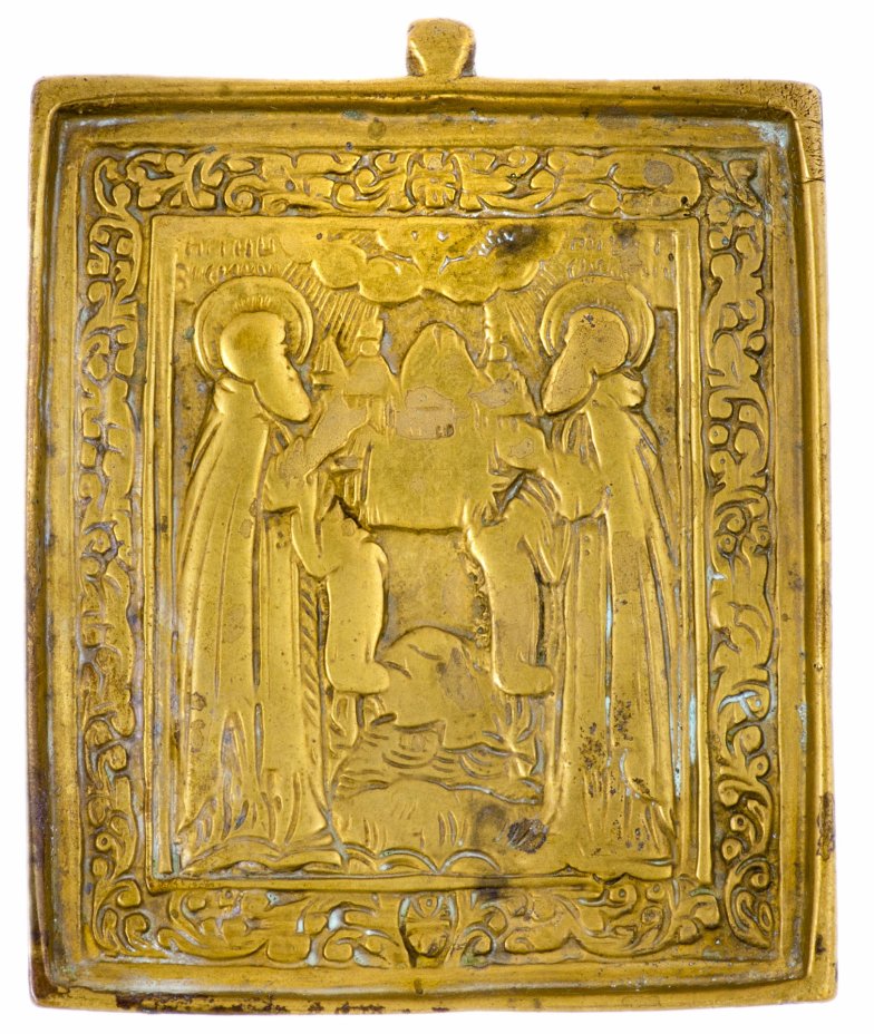 купить Икона "Зосима и Савватий Соловецкие", бронза, литье, Российская Империя, 1850-1890 гг.