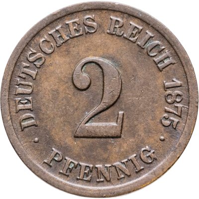 купить Германия 2 пфеннига (pfennig) 1875 F знак монетного двора: "F" - Штутгарт