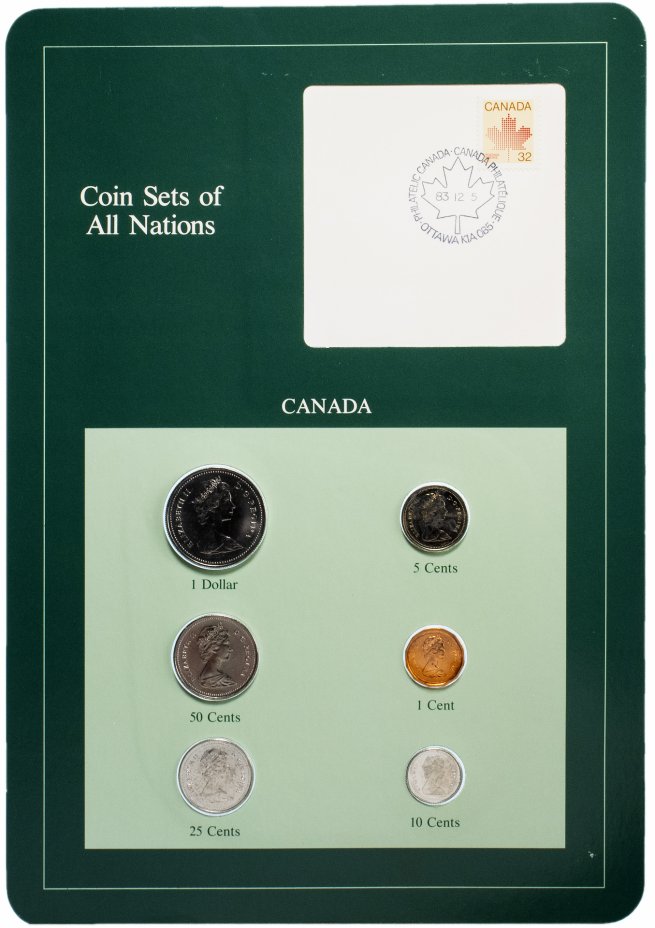 купить Серия "Наборы монет всех стран мира" - Канада (набор из 6 монет и 1 марки в буклете)