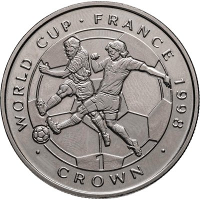 купить Остров Мэн 1 крона (crown) 1998 "Чемпионат мира по футболу 1998, Франция /удар ногой по мячу"