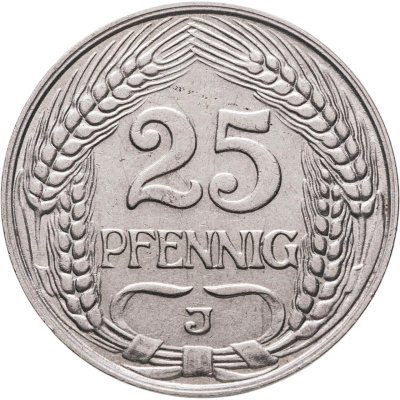 купить Германия 25 пфеннигов (pfennig) 1910, знак монетного двора: "J" - Гамбург