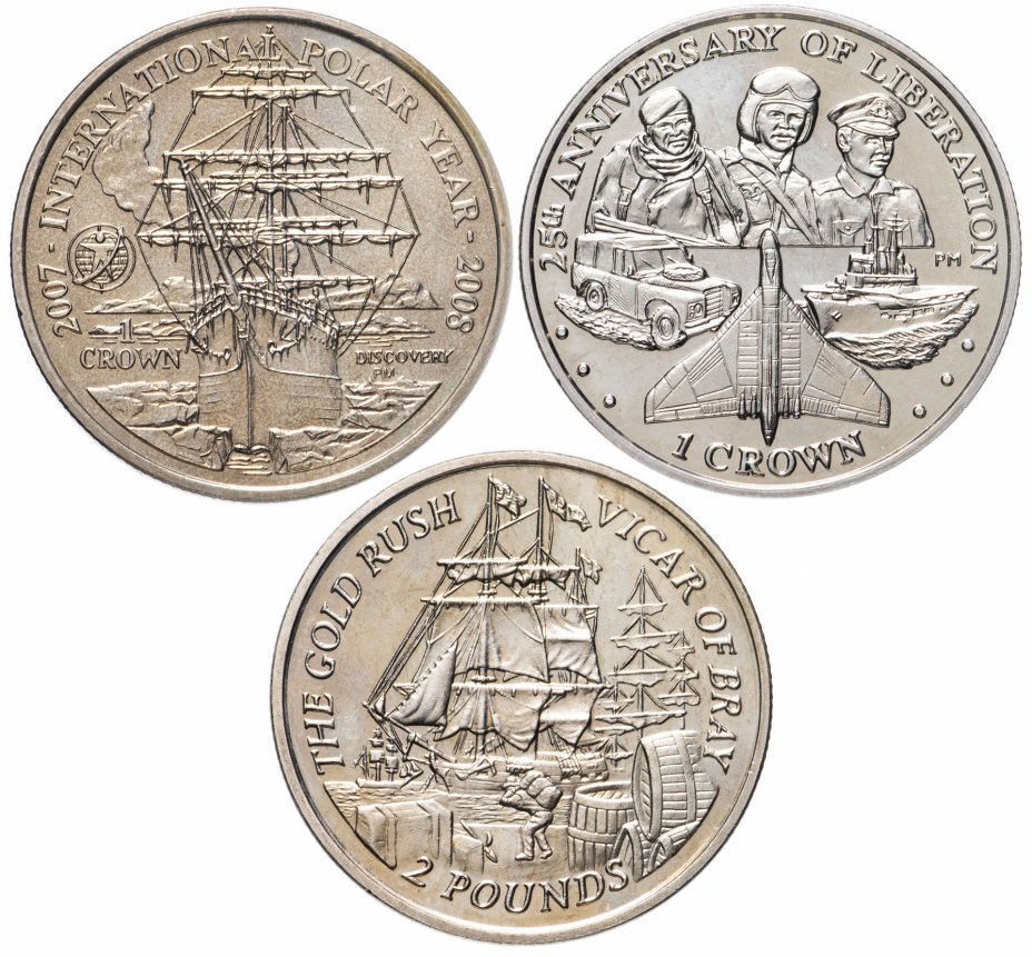 купить Фолклендские острова набор из 3-х монет 2000-2007 "Корабли"