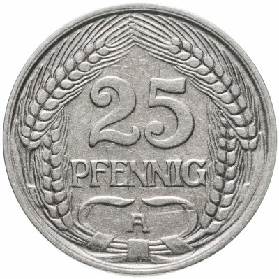 купить Германия 25 пфеннигов (pfennig) 1909-1912, случайный год и монетный двор