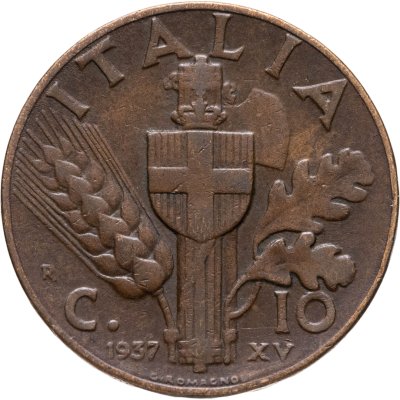 купить Италия 10 чентезимо (centesimi) 1937 Новый реверс: Герб