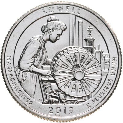 купить США 1/4 доллара (25 центов, квотер) 2019 W — "Национальные парки - Исторический парк Лоуэлл" (46-й парк)