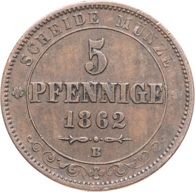 купить Германия, Саксония 5 пфеннигов 1862