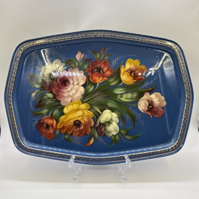 купить Поднос с цветочным декором, металл, роспись, Жостовская фабрика декоративной росписи, СССР, 1970-1990 гг.