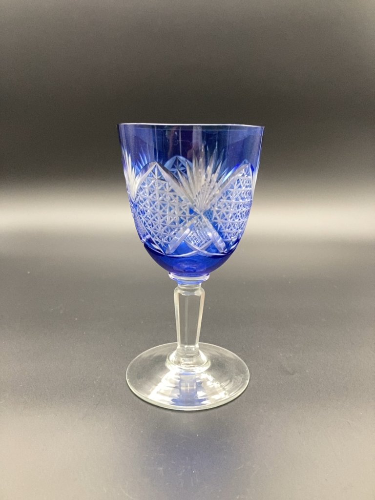 Бокал из цветного стекла, алмазная грань, стекло, 1960-1990 гг ...