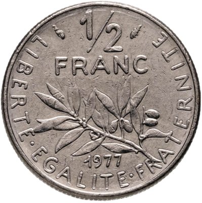 купить Франция 1/2 франка (franc) 1977