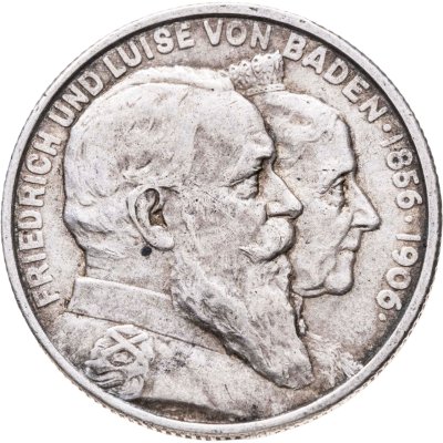 купить Германская Империя, Баден 2 марки (mark) 1906 "50 лет свадьбе Фридриха I и Луизы Прусской"