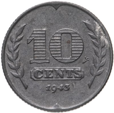 купить Нидерланды 10 центов (cents) 1943 Три тюльпана - цинк