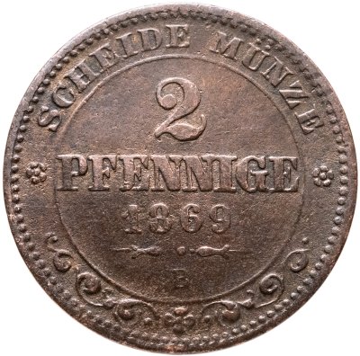 купить Германия Саксония 2 пфеннига 1863