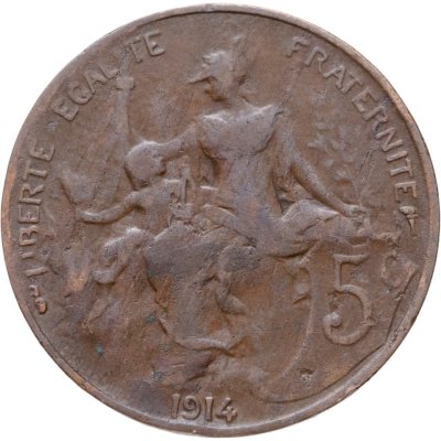 купить Франция 5 сантимов (centimes) 1914
