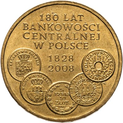 купить Польша 2 злотых 2009 "180 лет центральному банку Польши"