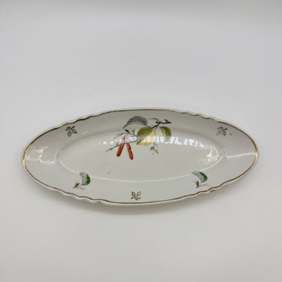 купить Селедочница с растительным декором, фарфор, деколь, золочение, Дулевский фарфоровый завод (Дулёво), СССР, 1961 г.
