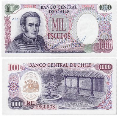 купить Чили 1000 эскудо 1962-1975 "Хосе Мигель Каррера" (Pick 146(2))