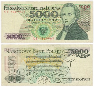 купить Польша 5000 злотых 1982