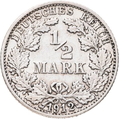купить Германия 1/2 марки (mark) 1912 Знак монетного двора: "F" - Штутгарт