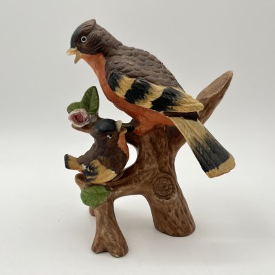 купить Статуэтка "Птица с птенцом на ветке", бисквит, роспись, Западная Европа, 1970-1990 гг.