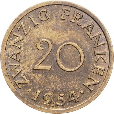 купить Саар 20 франков (francs) 1954