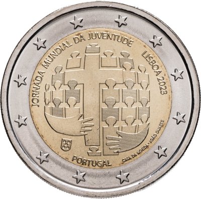 купить Португалия 2 евро (euro) 2023 Всемирный день молодежи в Лиссабоне 2023