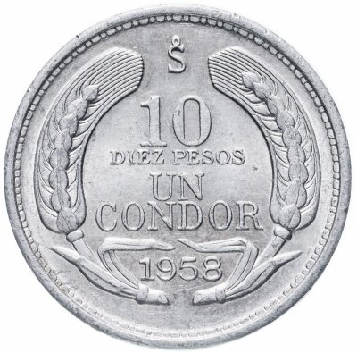 купить Чили 10 песо (pesos) 1958