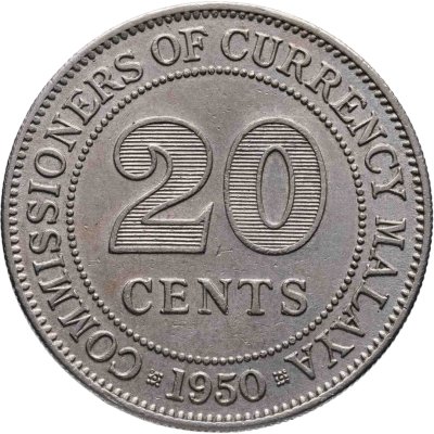 купить Малайя 20 центов (cents) 1950