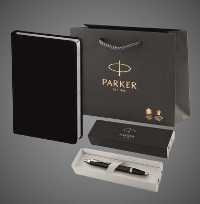 Купить Подарочный набор: Шариковая ручка Parker IM Mat Black CT лак матовый, стержень: M blue и Ежедневник черный, Металлы: нержавеющая сталь, хром, 2026 г.