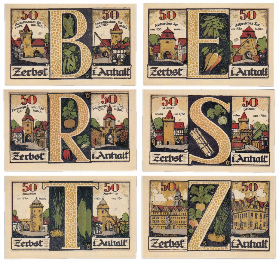 купить Германия (Анхальт: Ридер) набор из 6 нотгельдов 1921 (1469.2a/B2)