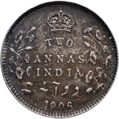Купить Британская Индия 2 анны (annas) 1906