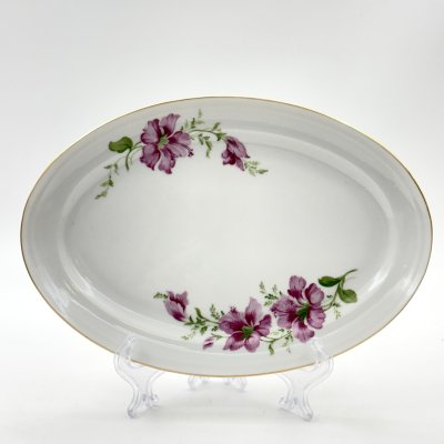 купить Блюдо овальное, украшенное цветочным декором, фарфор, деколь, золочение, Freiberger Porzellan, ГДР, 1970-1995 гг.