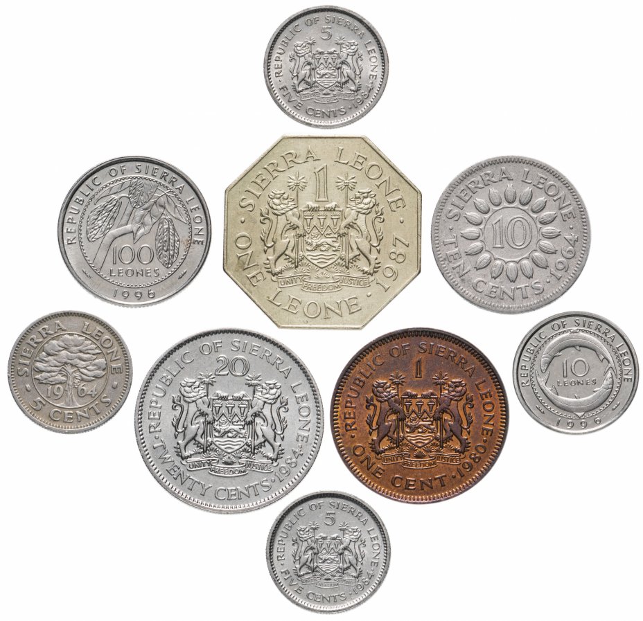 купить Сьерра-Леоне набор из 9 монет 1964-1996