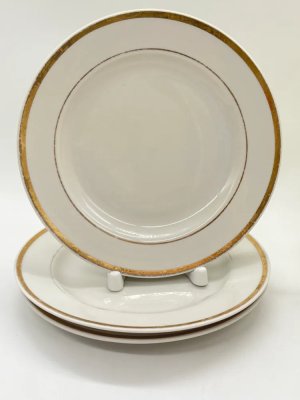 купить Набор из 3-х тарелок с золотой каймой, фарфор, золочение, Дулевский фарфоровый завод (Дулёво), СССР, 1980 г.