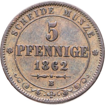 купить Германия (Саксония) 5 пфеннигов 1862 В