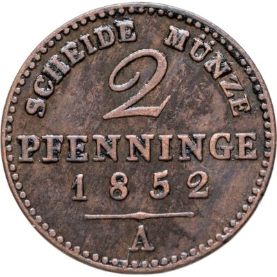 купить Германия, Пруссия 2 пфеннига 1852
