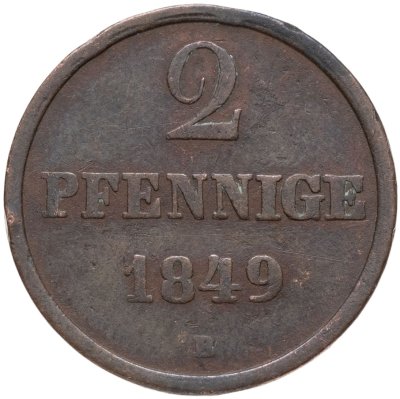купить Германия, Королевство Ганновер 2 пфеннига 1849