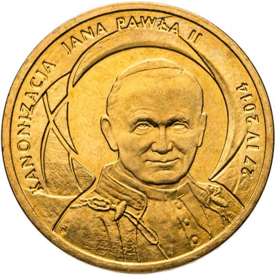 купить Польша 2 злотых (zlote) 2014 "Канонизация Иоанна Павла II - 27 апреля 2014"