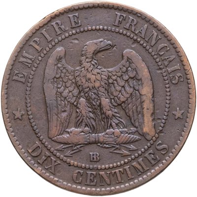 купить Франция 10 сантимов (centimes) 1855 BB знак монетного двора: "BB" - Страсбург