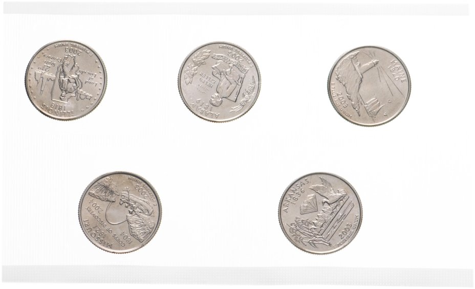 купить США набор из 5 монет серии "Штаты" 2003 в банковской запайке