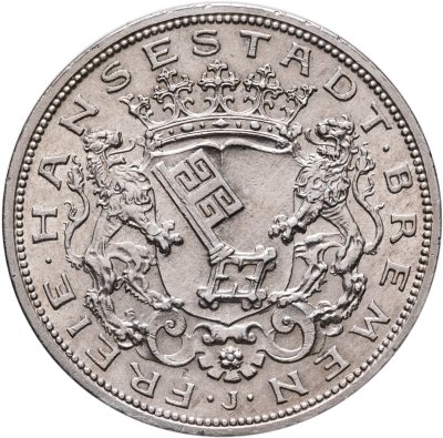 купить Германская империя, Бремен 5 марок 1906, знак монетного двора J - Гамбург