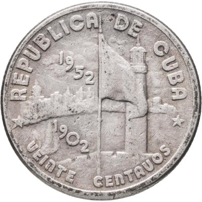 купить Куба 20 сентаво (centavos) 1952 50 лет Республике Куба