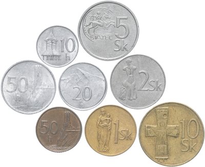 купить Словакия, полный набор монет 1993-1996 (8 монет)