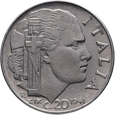 купить Италия 20 чентезимо (centesimi) 1941 Магнетик, ребристый гурт