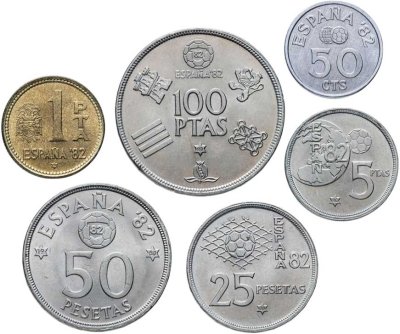 купить Испания набор монет 1980 "Чемпионат мира по футболу 1982" (6 монет)
