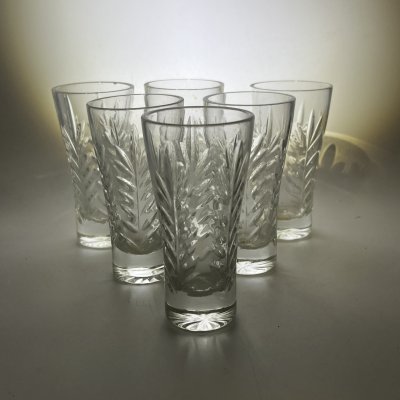 купить Набор из 6 стопок с растительным декором, стекло, пресс, СССР, 1970-1990 гг.